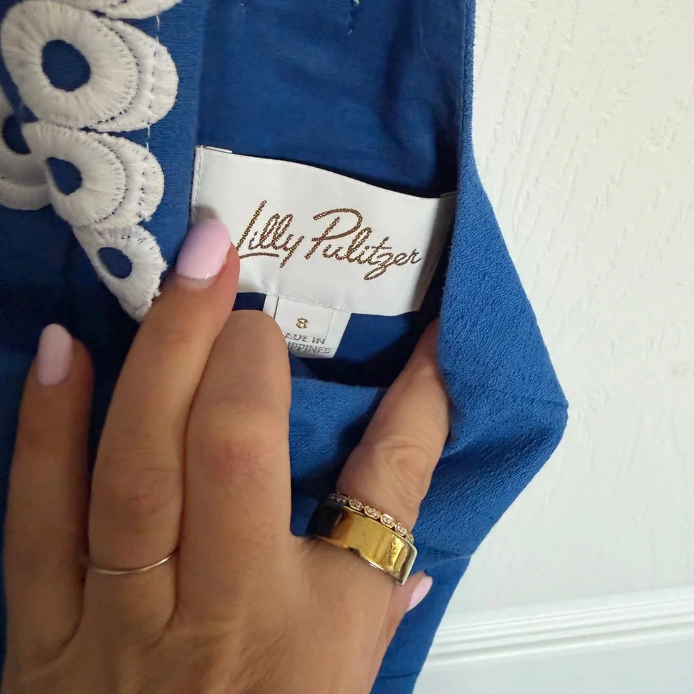 Lilly Pulitzer Blue Jumpsuit with White Trim - Picture 4 of 6
